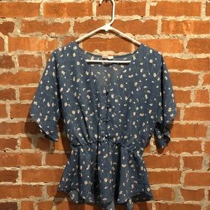 Floral cinched waist top